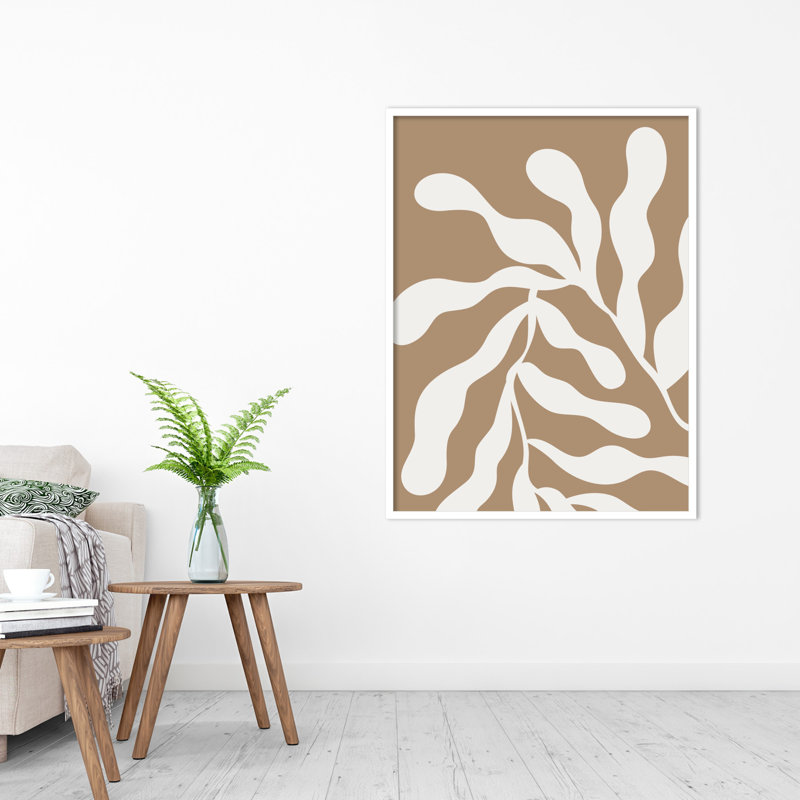 Retro Matisse Inspired Abstract Botanical 1 Beige by The Creative Bunch Studio, 41" H x 31" W x 1" D, White