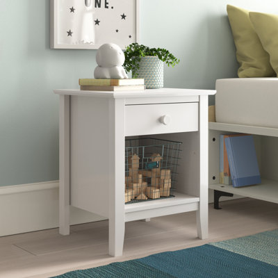 Husby 20" Wide Solid Wood Rectangular NightStand With 1 Drawer And 1 Shelf