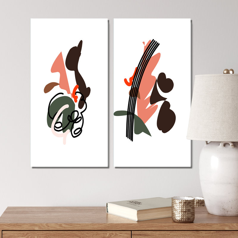 «Scandinavian Abstract Geometric Typographie XVII», ensemble de 2 impressions, Toile tendue, H 32 po x l 32 po x P 1 po