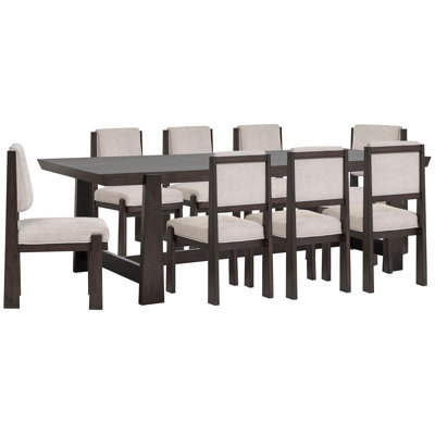 Table de salle à manger Trestle avec 8 chaises d'appoint rembourrées