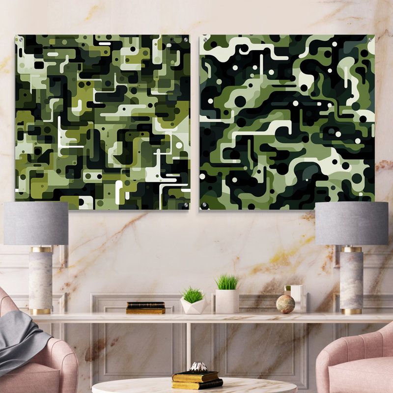Daikwon - Ensemble de 2 peintures murales abstraites en acrylique, H 16 po x l 33 po
