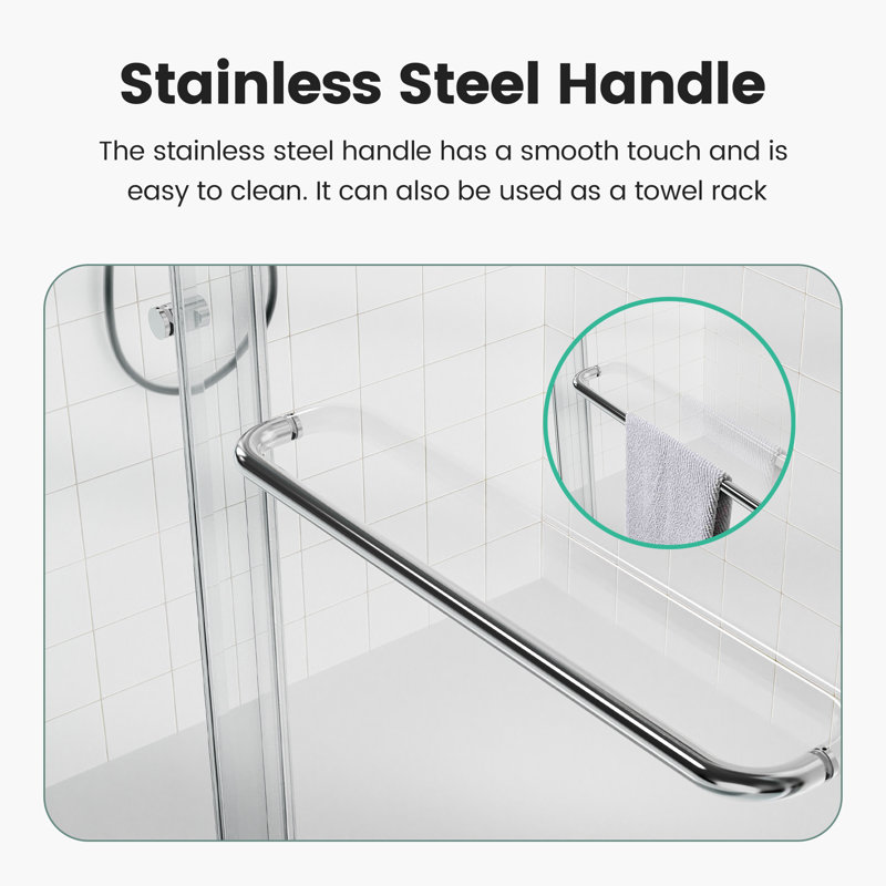 60" Chrome Semi-Frameless Sliding Shower Door with Clear Glass