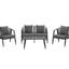 Configuration de sièges d'extérieur polyvalents en fer - 4 personnes, patios, jardins, pelouses, coussins moelleux et ensemble de table assorti avec cadres, capacité 4, patio, balcon, sièges de coussin de jardin-121047011-121047009