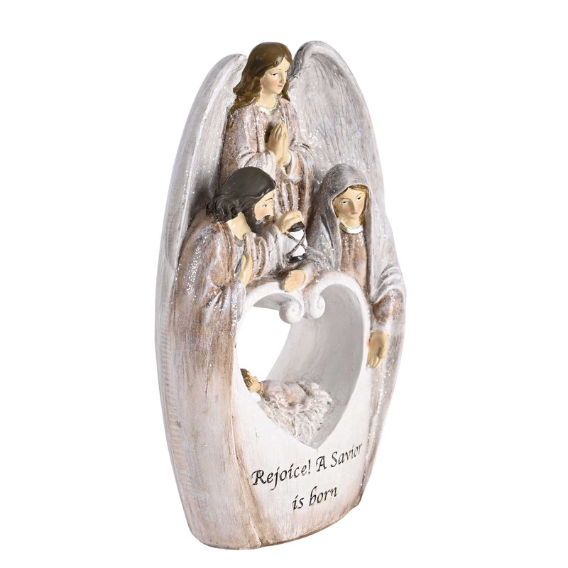 Nativity Holy Family Angel Heart 8.5H