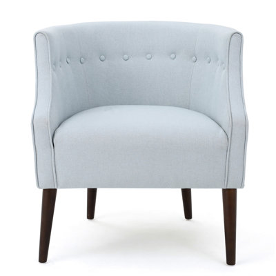 Comfy Blue Fabric Club Chair With Button Tufting And Tapered Birch Wood Legs For Living Room Or Bedroom Elegant Seat Tufting, Upholstery Frame