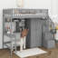 Twin Loft Bed With Built-In Bookshelf And Drawers-603619059
