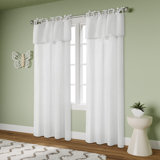 Recycled Cotton Blend Ruffle Tie-Top Curtain Pair