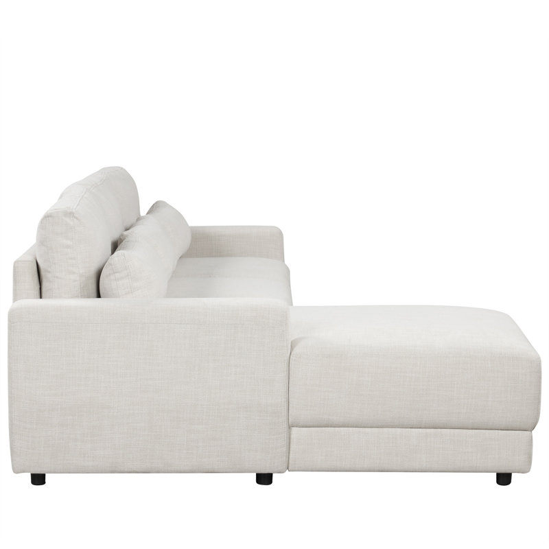 U_STYLE Canapé modulaire en L avec coussins de dossier amovibles et 3 coussins, Lin beige