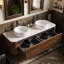 Wall Mounted Single Double Single Vanity Bathroom Vanity With Engineered Marble Top-156388900