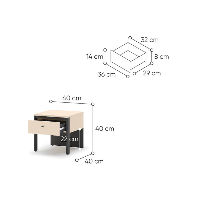 Enna 40cm W Manufactured Wood Bedside Table