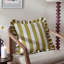 Linen Stripe Striped Green Square Throw Cushion-125050856