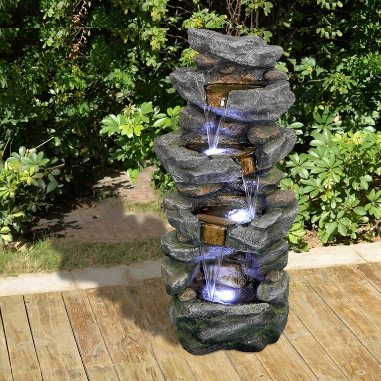 Millwood Pines Weather Resistant Floor Fountain with Light - Wayfair Canada