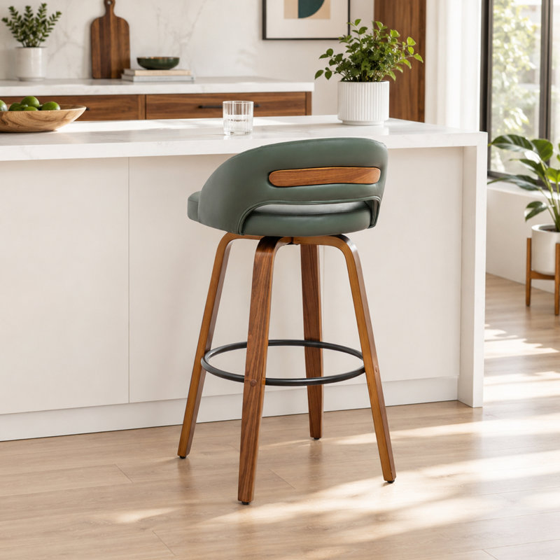 Tabourets de bar pivotants en simili cuir Lawrence, Vert, 25.2"