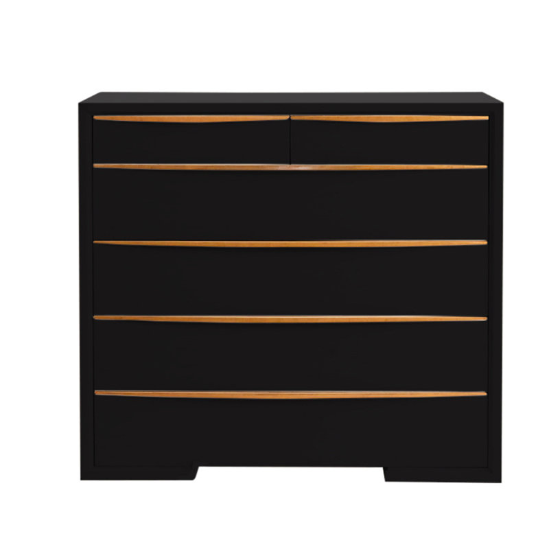 Milano 6-Drawers Cabinet In Antique White, Tricorn Black