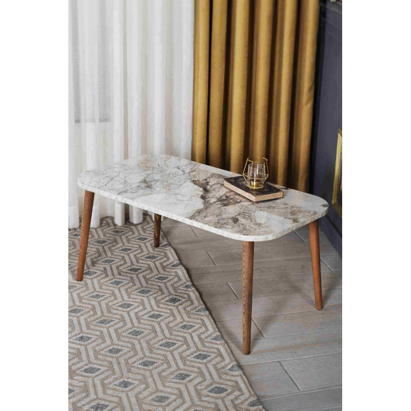 Tommy Four Leg Coffee Table, White Marble