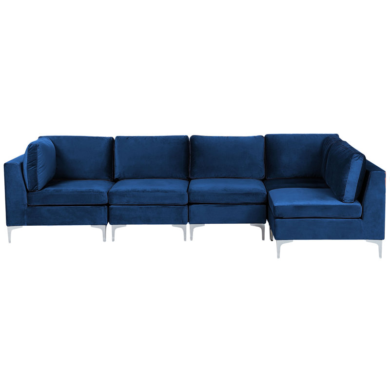 Millings 5 Seater Velvet Corner Sofa , Left Hand Facing, Blue