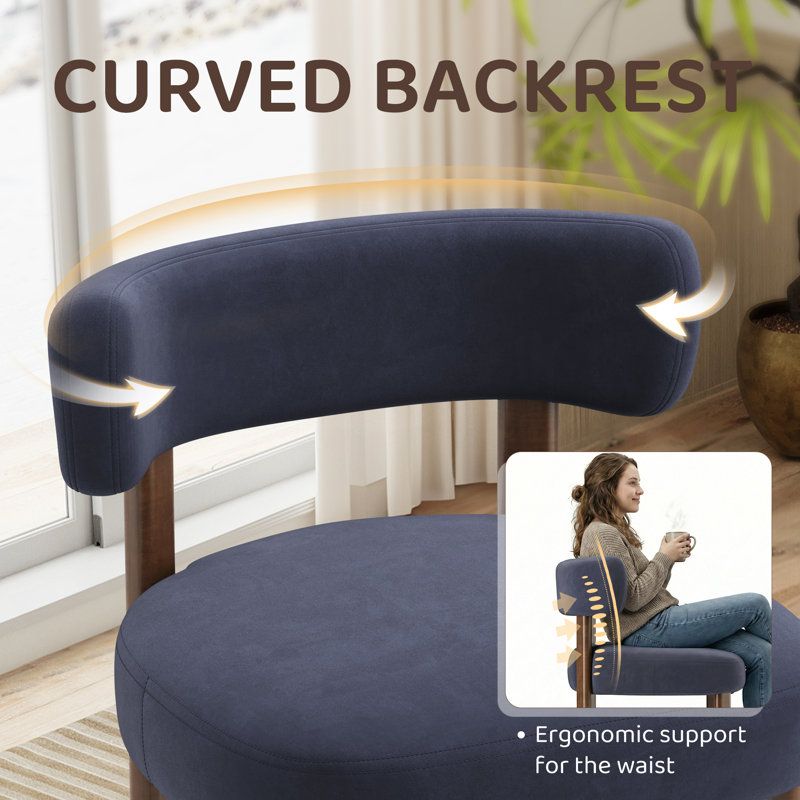 Upholstered Solid Wood Dining Chair Side Chair, Blue