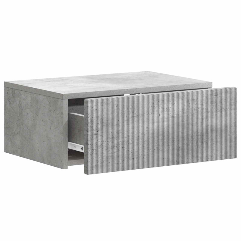 49cm W Manufactured Wood Bedside Table, Concrete Grey