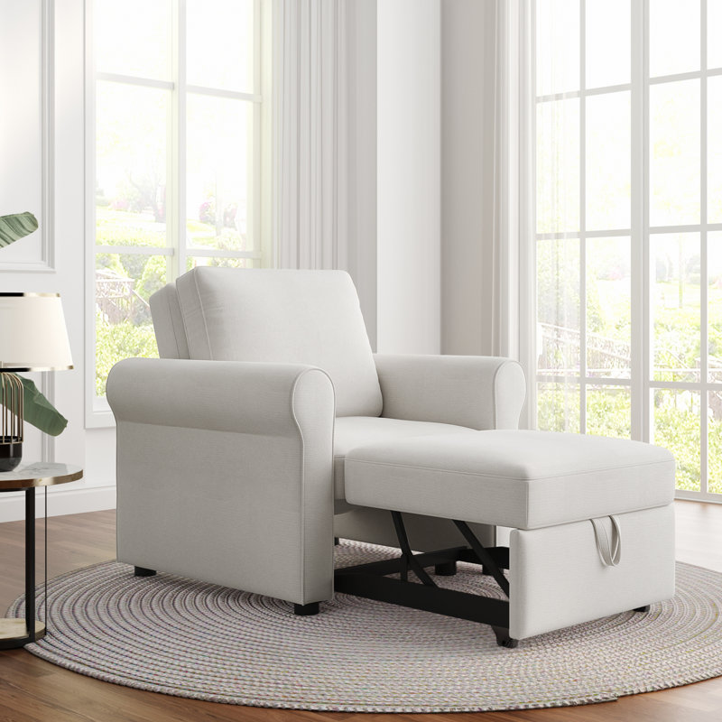 Fauteuil convertible 3-en-1 Brevora avec lin et éponge haute densité