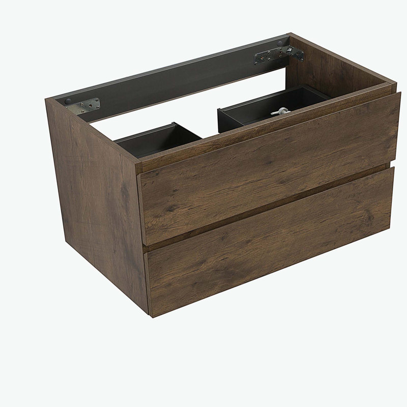 Armoire murale sans lavabo, avec deux tiroirs, pré-assemblée, Brun