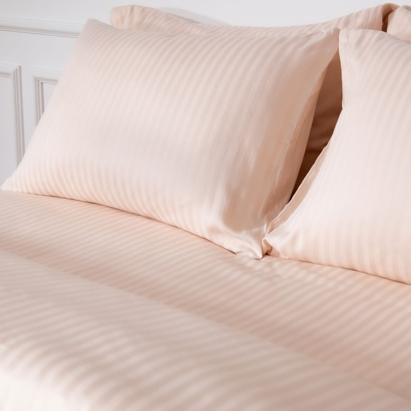 Mix & Match Bundle 200 Thread Count Striped Turkish Cotton Sateen Flat Sheet, Cream