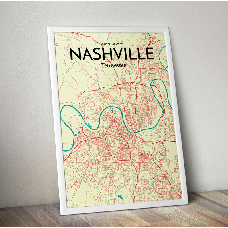 Nashville City Map - No Frame Print, 91.4cm H x 61cm W x 0.13cm D