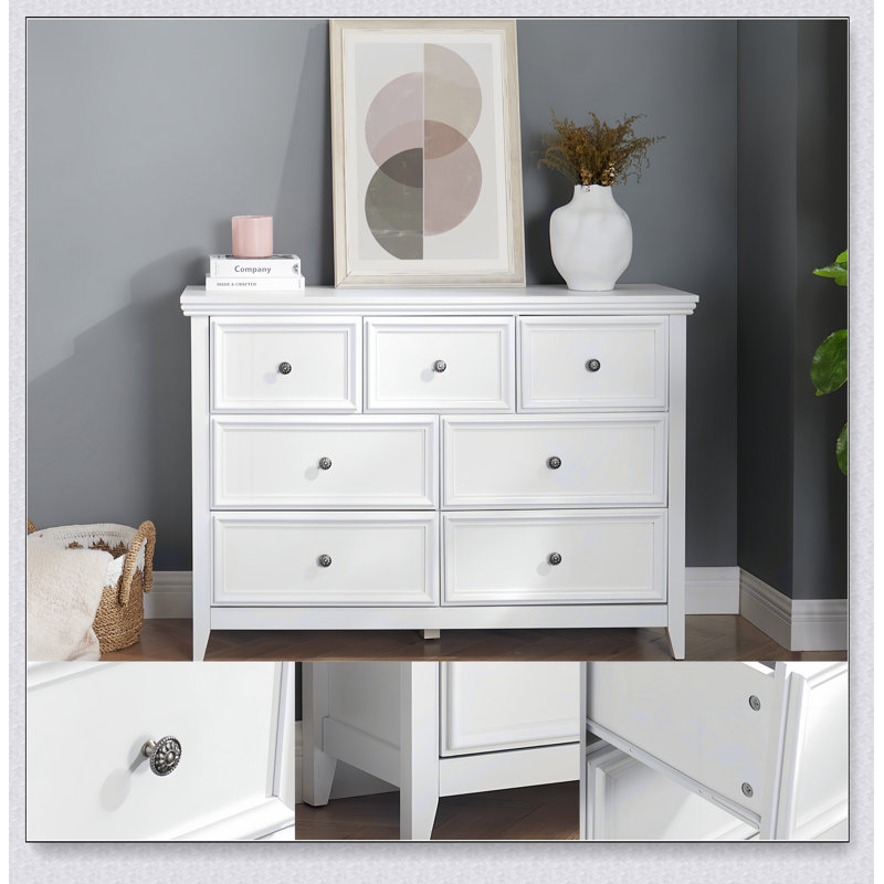 Commode 7 tiroirs Modern, commode 7 tiroirs, Blanc