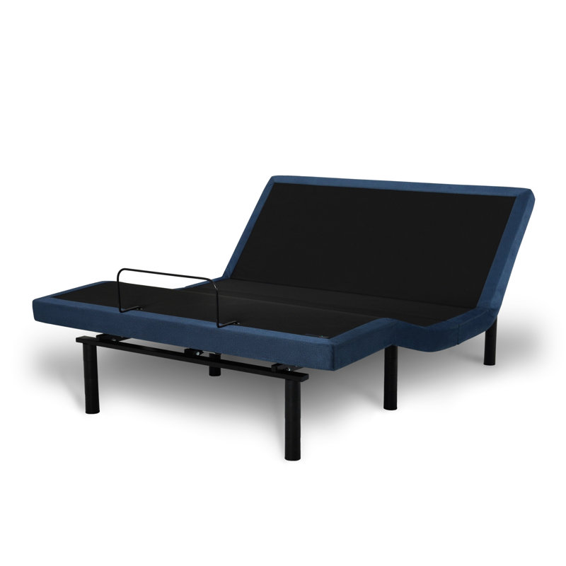 Navy Blue Adjustable Twin XL Bed Frame with USB Ports
