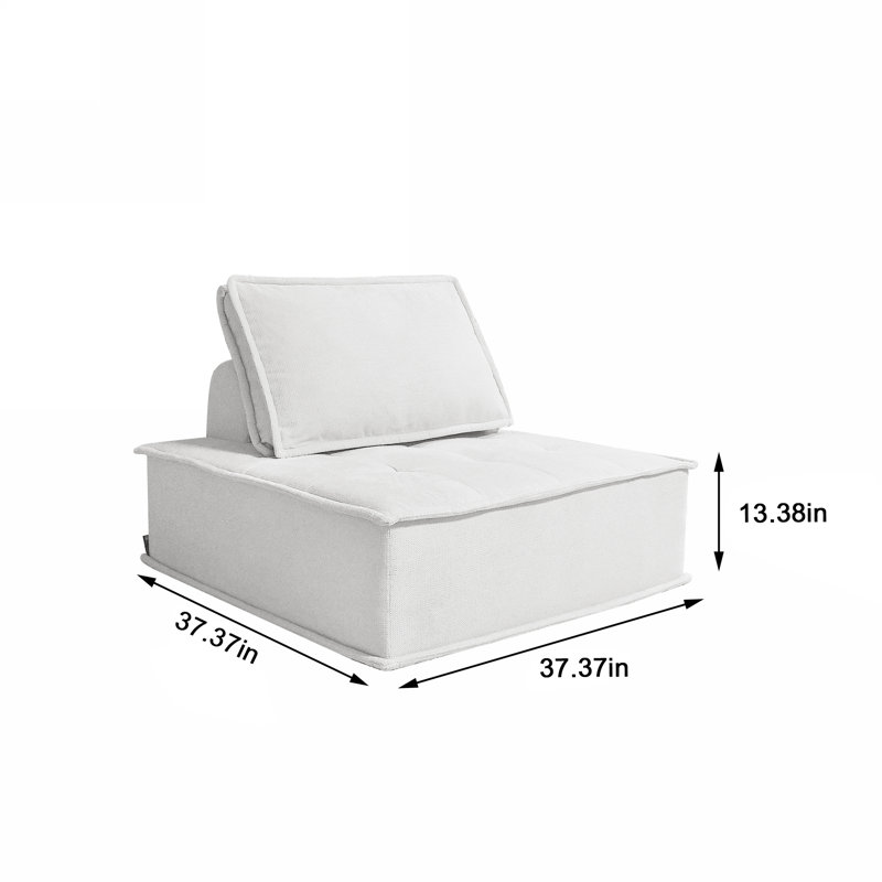Méridienne modulaire rembourrée Mordern, 100 % lin beige