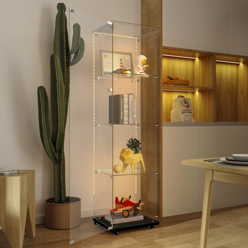 Armoire de rangement, verre, présentoir trempé, vin, dossier, plateau trempé, bande lumineuse à DEL Bluetooth, avec serrure de porte