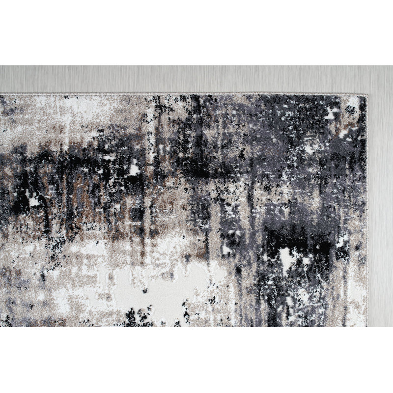 Tapis gris / noir Emerence, Rectangle 2 pi 7 po x 4 pi 11 po