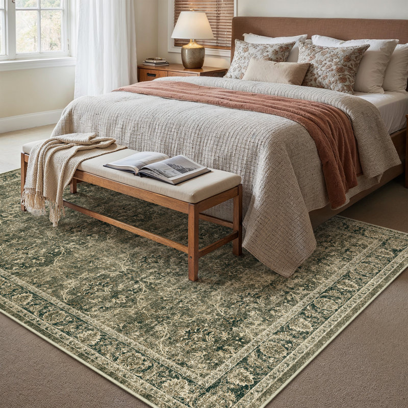 Tapis brun rétro pour salon Orihue, Rectangle 6 pi x 9 pi