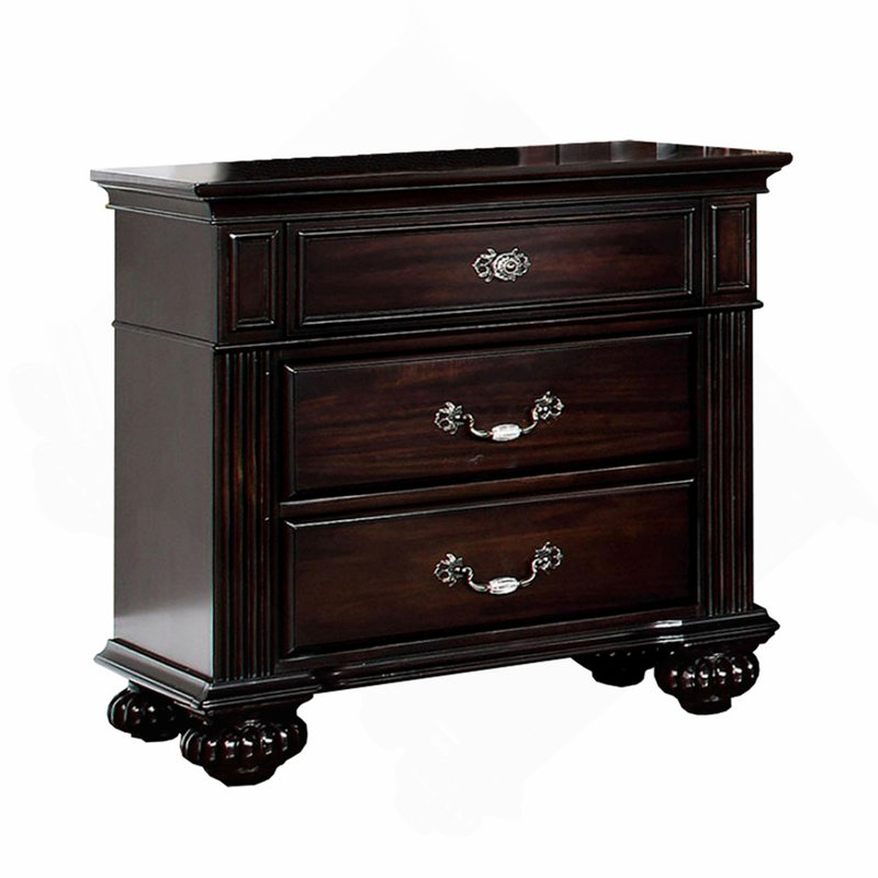 Belle table de chevet de style traditionnel, noyer foncé
