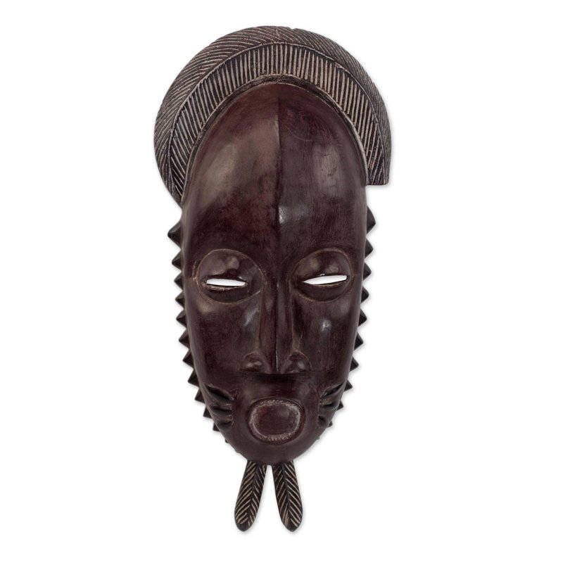 Masque en bois africain tribal baule
