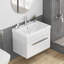 Meuble-lavabo mural de 24 po avec tiroir à fermeture en douceur, finition blanc brillant et lavabo en céramique à bords épais unique pour les salles de bain modernes