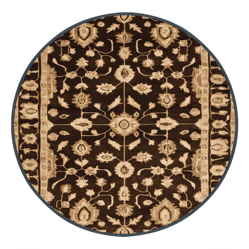 Tapis brun lavable à la machine, Rond 7 pi