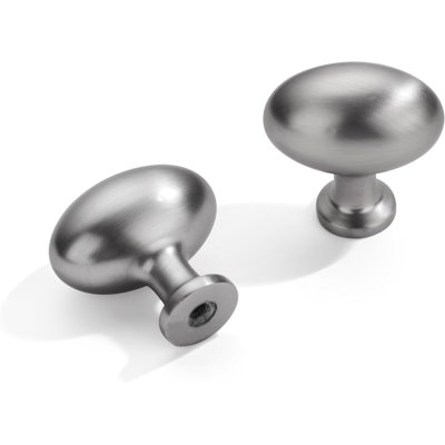 Boutons d'armoire ovales en nickel brossé satiné - Poignées de tiroir durables en alliage de zinc pour armoires et commodes de cuisine - Installation facile, conception élégante