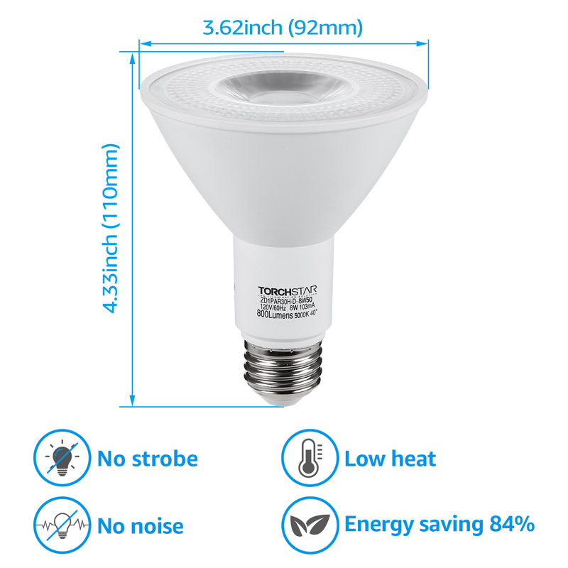 Ampoules DEL à intensité variable PAR30, 8 W (75 W Eqv.), E26 / culot moyen (standard), 5000 K