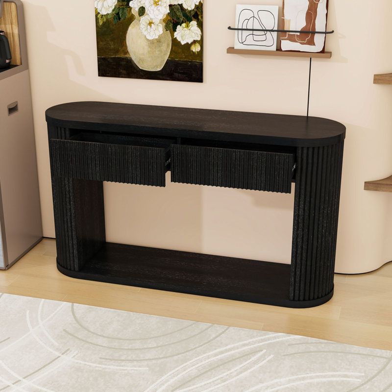 Console en bois avec 2 tiroirs, Black