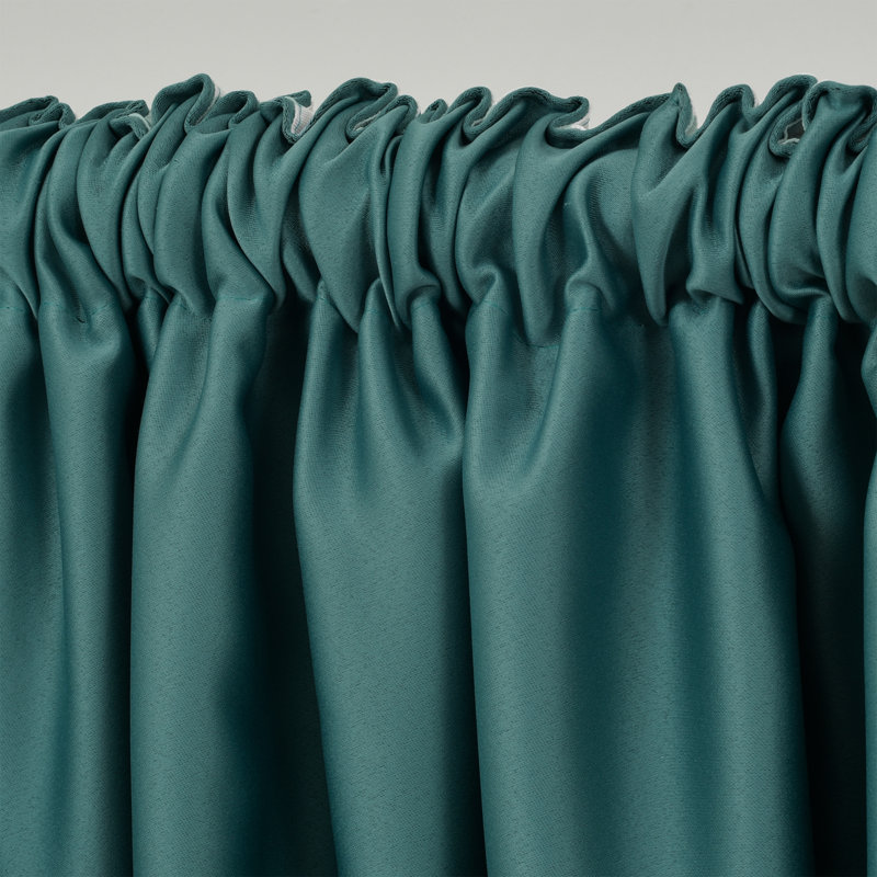 Sateen Look Room Darkering Room Darkening Curtain Pair, 52" W x 95" L, Teal Green