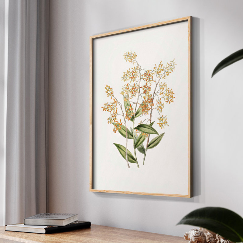 Motif floral rétro - imprimé encadré, Naturel, H 14 po x l 11 po