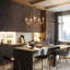 5-Light Unique Geometric Gold  Chandeliers With Crystal Accents