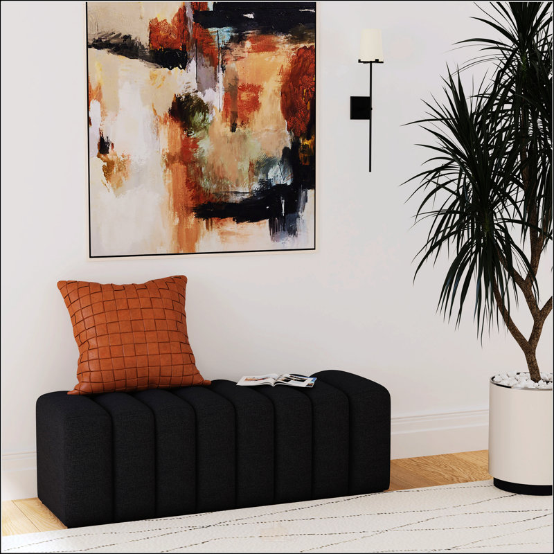 Banc d'appoint rembourré en tissu Delsur, parfait pour les sièges contemporains et élégants, Gris anthracite