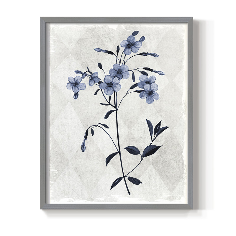 Harlequin Botanical III, reproduction encadrée - bois massif, H 11 po x l 9 po, Gris