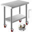 Table de travail en acier inoxydable de 30 po x 18 po x 34 po, capacité de charge de 700 lb avec 4 roues, 3 niveaux de hauteur réglables, table de travail robuste pour la préparation de repas dans une cuisine commerciale, argent-118620253