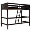 Lit mezzanine simple en bois massif avec échelle-189857669