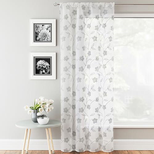 Chenut Sheer Curtain Single Panel, 55cm W x 54cm L, Grey