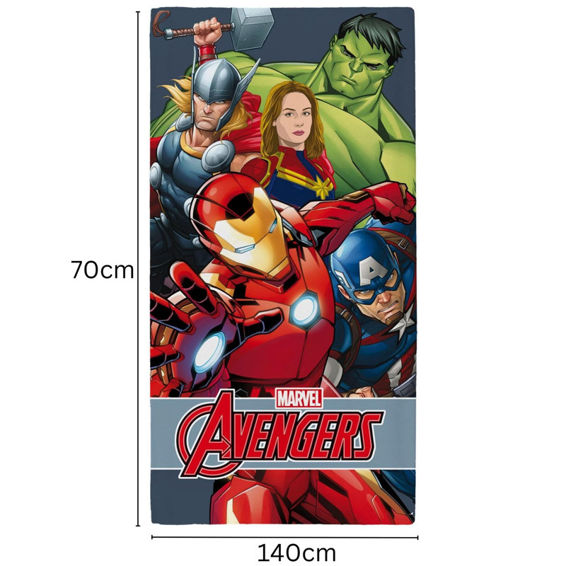 Marvel Avengers Power Beach Towel Blue Superhero Official Merchandise 70x140cm