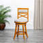 Tabouret pivotant à dossier en X de 30 po de hauteur bar, finition naturelle, siège en tissu beige-1069752433-1069752438