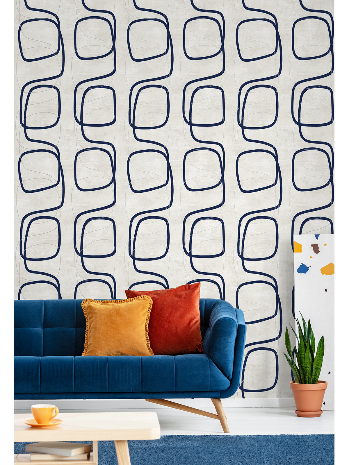 Lianna Modern Abstract Wallpaper, Blue